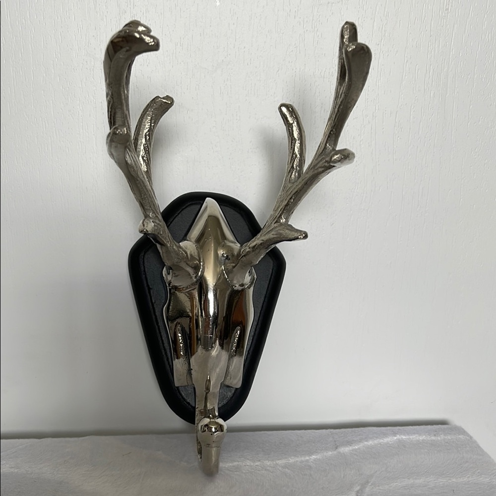 Silver and Black Wall Hooks with Antler Design